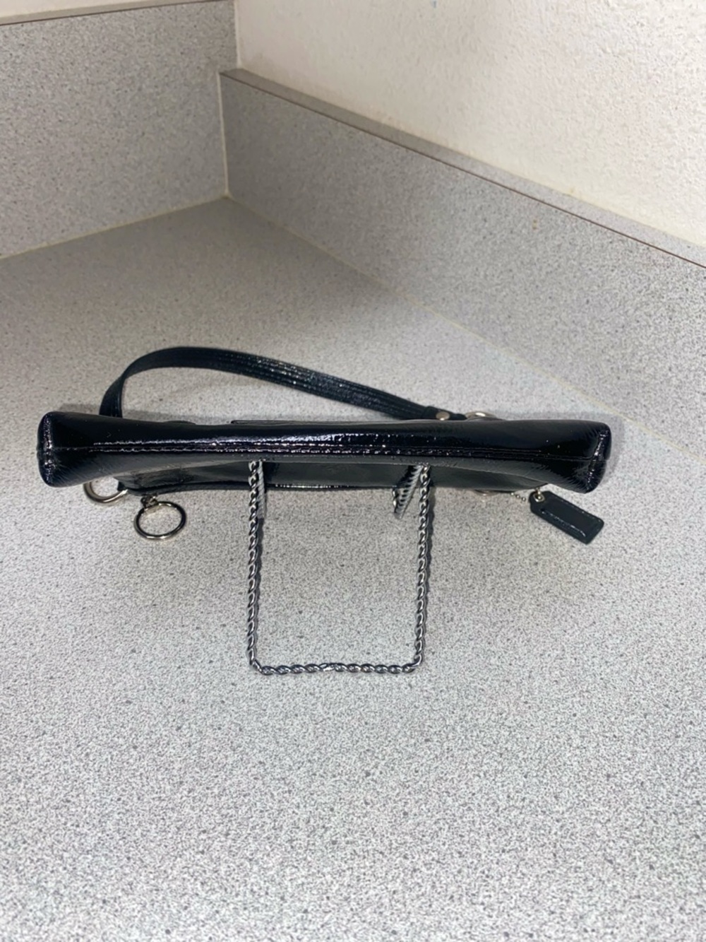 Coach Poppy Vintage Black Patent Mini Shoulder Bag with Silver Hardware EUC - Picture 10 of 15